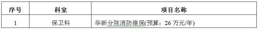 zxyy20190064华新分院消防维保项目招标公告