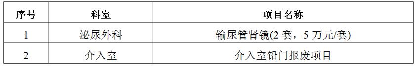 zxyy2020021成人输尿管镜以及介入室铅门报废项目招标公告