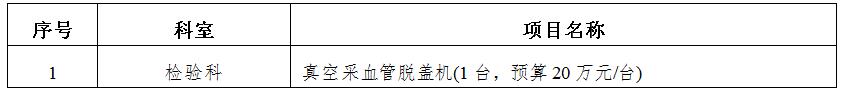 zxyy2020050真空采血管脱盖机招标公告