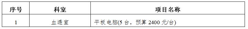 zxyy2020059血透室平板电脑招标公告
