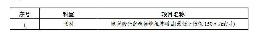zxyy2021040-眼科验光配镜场地租赁项目