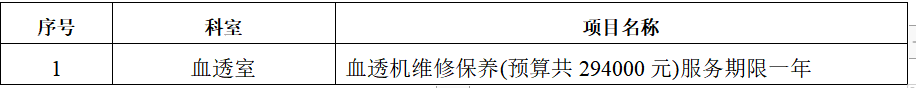 血透机维保招标ZXYY2022019