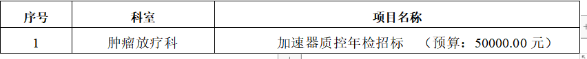 ZXYY2022026加速器质控年检招标