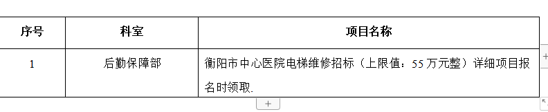 zxyy2022098衡阳市中心医院电梯维修招标