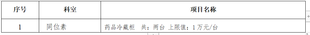 xyy20220106同位素药品冷藏柜招标公告