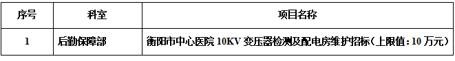 zzxyy202308衡阳市中心医院10KV变压器检测及配电房维护招标