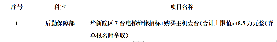 zxyy2023025华新院区7台电梯维修招标公告