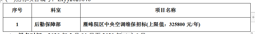 zzxyy2023046雁峰区中央空调维保招标