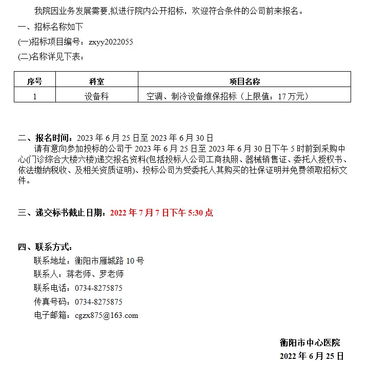 zxyy2022055招标公告